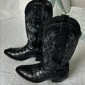 Embossed Black Cowboy Boots